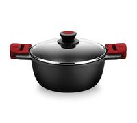 BRA Premiere | Cacerola alta 24 cm, Aluminio Fundido | Aluminio Fundido, Tricapa, Revestimiento Antiadherente reforzado, 2 asas de Silicona Desmontables, color Rojo
