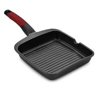 Bra Grill Premiere 28 cm, Aluminio fundido tricapa, antiadherente sin PFOA, apto inducción, Rojo