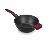 BRA Premiere Wok 28 cm, Aluminio Fundido, Tricapa con Revestimiento Antiadherente reforzado sin PFOA, apto para todo tipo de Cocinas incluida Inducción, color Rojo