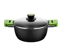 BRA Prior | Cacerola alta con tapa de cristal y asas de silicona extraíbles, 20 cm, apta para todo tipo de cocinas incluida inducción y horno.Libre de PFOA.