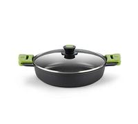 BRA PRIOR - Cacerola baja con tapa de cristal y asas de silicona, 36 cm + Salvamanteles de silicona multiusos BRA Safe 2 unidades