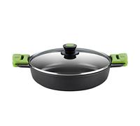 BRA Prior | Cacerola baja con tapa de cristal y asas de silicona, apta para todo tipo de cocinas incluida inducción y horno, 24 cm