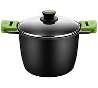 BRA Prior | Olla Alta de aluminio fundido 24 cm | Con Tapa de Cristal y Asas de Silicona, 24 cm, Aptas para Todo Tipo de Cocinas Incluida Inducción