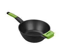 BRA Prior | Wok con mango, aluminio fundido con antiadherente, apto inducción, Diámetro superior 28 cm, Diámetro base 15 cm, Color Negro