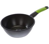 BRA Prior Wok con mango, Aluminio Fundido con Antiadherente, Negro, Diámetro superior 24 cm, Diámetro base 13.2 cm