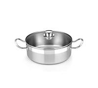 BRA Profesional | Cacerola con tapa de cristal 20 cm, acero inoxidable 18/10, sin antiadherente, full induction compatible con todos los tipos de cocina incluida inducción