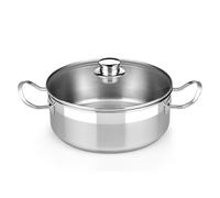 BRA Profesional | Cacerola con tapa de cristal 24 cm, acero inoxidable 18/10, sin antiadherente, full induction compatible con todos los tipos de cocina incluida inducción