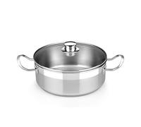 BRA Profesional | Cacerola con tapa de cristal 30 cm, acero inoxidable 18/10, sin antiadherente, full induction compatible con todos los tipos de cocina incluida inducción