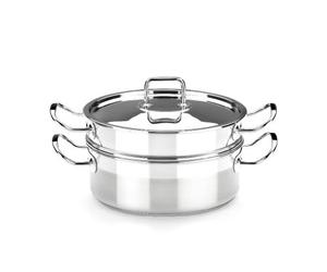 BRA Profesional | Set para cocinar al Vapor con Tapa, 20 cm, Acero Inoxidable 18/10