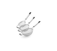 BRA | Set 3 coladores 12-16-19 cm, con mango Reforzado, Acero Inoxidable 18/10, Sistema apilable, Fácil Almacenaje, Agujero en el Mango