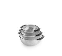 BRA | Set 3 escurrideras 18-22-26 cm, Acero Inoxidable 18/10, Microperforaciones de precisión para drenaje Rápido, Base elevada, Superficie Lisa, Apto para lavavajillas