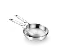 BRA Signature - Juego de 2 sartenes de 24 y 28 cm, acero inoxidable 18/10, sin revestimiento antiadherente, base difusora triple, apto para todo tipo de cocinas y placas de inducción, acabado pulido