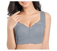 Bra Steel Underwear Seamless out Vest Woman No Sexy Lace Ring Bras Sports Hollow Fitness, Gray, 3XL(Gray,XXL)
