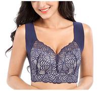 Bra Steel Underwear Seamless out Vest Woman No Sexy Lace Ring Bras Sports Hollow Fitness, Red, L(Blue,XXL)