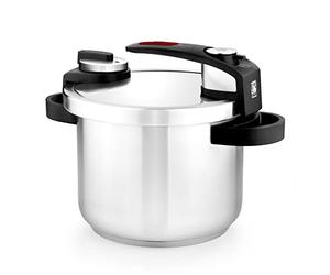 BRA Tekna | Olla a Presión Rápida de Fácil Apertura de 6 Litros | Acero Inoxidable 18/10, Con 2 Programas de Cocción y Sistema de Bloqueo de Apertura, Apta para Todo Tipo de Cocinas