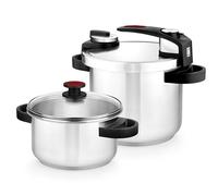 SET DÚO TEKNA BRA A185605 - 4+7L - ACERO INOXIDABLE 18/10 - TRIPLE FONDO DIFUSOR - ASAS BAQUELITA TERMO RESISTENTE
