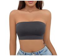 Bra Without Underwire Women's Underwear, Not Plus Size, Falls Off The Chest of The Girl, with One Line on The Shoulders, Wrap Top, Support, Black, M(Gray,M)