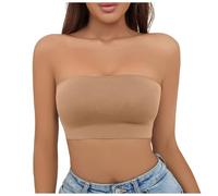 Bra Without Underwire Women's Underwear, Not Plus Size, Falls Off The Chest of The Girl, with One Line on The Shoulders, Wrap Top, Support, Pink, M(Khaki,XL)