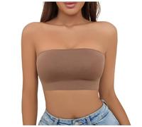 Bra Without Underwire Women's Underwear, Not Plus Size, Falls Off The Chest of The Girl, with One Line on The Shoulders, Wrap Top, Support, Khaki, XL(Coffee,XL)
