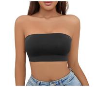Bra Without Underwire Women's Underwear, Not Plus Size, Falls Off The Chest of The Girl, with One Line on The Shoulders, Wrap Top, Support, Khaki, L(Black,L)