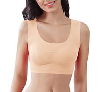 Bra Women's Ultra Thin Ice Silk for Women Comfortable Seamless Wireless Sports Plus Size with Removable Pads, Beige, M(Beige,XXL)