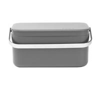 Brabantia Cubito para desperdicios – tapa abierta, asa acero inoxidable – Gris oscuro 0,48 gal