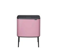 Brabantia Bo Cubo de Basura Cocina 23+11L, Papelera Cocina Doble Compartimento, Cubo Basura Reciclaje con Patas Ajustables, Lilac Pink