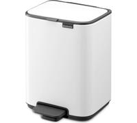 Brabantia Bo Pedal Cubo de basura 4L (blanco), papelera cocina con diseño compacto y sistema de apertura con pedal, cubo basura reciclaje con cubo extraíble, incluye bolsas PerfectFit