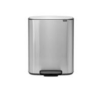 Brabantia Bo Cubo de pedal de cocina para reciclaje, 2 x 30 litros, color acero mate antihuellas