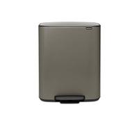 Brabantia Bo Cubo de pedal de cocina para reciclaje, 2 x 30L, color platinum