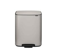 Brabantia Bo Pedal Bin 60L (Soft Grey), cubo de basura para cocina con sistema de pedal, papelera cocina con cubo extraíble, cubo basura reciclaje que incluye bolsas Perfect Fit