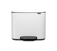 Brabantia Bo Pedal Bin Cubo de basura 11 + 23 litros, Acero Inoxidable, Blanco, 54x36,4x44 cm