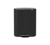 Brabantia Bo Pedal Bin Cubo de Basura, Matt Black, 2 Compartimentos x 30L | Capacidad XXL, Separación de Residuos para Cocina, Apertura con Pedal, Cubo Interior Extraíble, Bolsas Incluidas (Code O)
