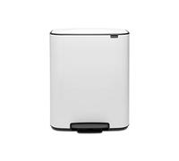 Brabantia Bo Pedal Bin Cubo de Basura, White, 2 Compartimentos x 30L | Capacidad XXL, Separación de Residuos para Cocina, Apertura Suave con Pedal, Interior Extraíble, Bolsas Incluidas (Code O)