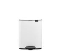 Brabantia Bo Pedal Cubo de basura 12L (blanco), papelera cocina con diseño compacto y sistema de apertura con pedal, cubo basura reciclaje con cubo extraíble, incluye bolsas PerfectFit