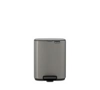 Brabantia Bo Pedal Cubo de basura 7L (platino), papelera cocina con diseño compacto y sistema de apertura con pedal, cubo basura reciclaje con cubo extraíble, incluye bolsas PerfectFit