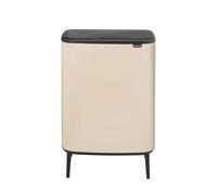 Brabantia Bo Touch Bin Hi 60L Soft Beige, cubo de basura para cocina con sistema de apertura suave, papelera cocina con cubo extraíble, cubo basura reciclaje para interior que ahorra espacio