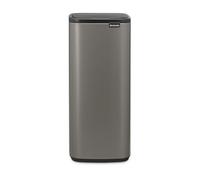Brabantia Bo Touch Cubo de basura 30L (Platino), cubo basura reciclaje rectangular y compacto, con sistema de abertura Soft-Touch, papelera cocina con cubo extraíble, incluye bolsas PerfectFit