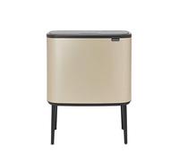Brabantia Bo Touch Cubo de basura de reciclaje, acero, color Metallic Gold, 11 + 23 Litros