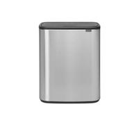Brabantia Bo Touch mecanismo de apertura con un toque - Cubo de basura 60L, color acero mate antihuellas