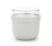 Brabantia - Make & Take Bol de Desayuno 0.5L - Con Compartimento a Rosca para Ingredientes (180 ml) - A Prueba de Fugas - Apto para Congelador, Microondas & Lavavajillas - Gris claro