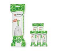Brabantia Bolsas de Basura PerfectFit 6 lotes, Código G, 23-30L, Resistentes Bolsas con cinta de cierre, 120 Bolsas