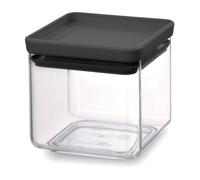 Brabantia tasty + bote apilable cuadrado de plástico transparente, 0.7 l, tapa dark grey