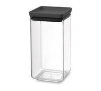 Brabantia Tasty Más Bote apilable Cuadrado de plástico Transparente, Tapa Gris oscuro, 1.6 L