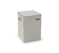 Brabantia - Caja de lavandería apilable - Apertura frontal y superior - Espacio eficiente - Fácil de descargar - Agarres ligeros - Gran apertura para la ropa sucia - Gris - 35L