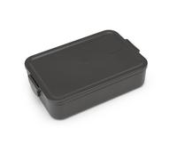 Brabantia - Make & Take Fiambrera - Grande - Espacio para Bocadillos - Tapa con Clips - Apta para Congelador, Microondas & Lavavajillas - Gris oscuro - 25,5 x 16,7 x 6 cm