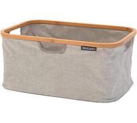 Brabantia - Cesto de la ropa plegable - Borde de bambú - Almacenamiento multifuncional - Se pliega - Revestimiento resistente al agua - Gran volumen - Gris - 40L
