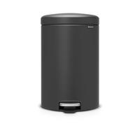 Brabantia Cubo con pedal NewIcon 20 L cierre suave, tapa antiolor e interior de plástico | compacto y antideslizante para cocina, oficina, baño, dormitorio | Mineral Infinite Grey