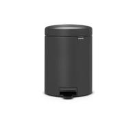 Brabantia Cubo de baño pequeño con tapa 5 L NewIcon Cubo con pedal a prueba de olores con cubo interior extraíble para baño, aseo o espacios pequeños | Mineral Infinite Grey