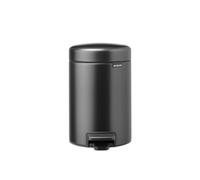 Brabantia Cubo de baño pequeño con tapa NewIcon 3 L Cubo con pedal a prueba de olores con cubo interior extraíble para baño, aseo o espacios pequeños | Confident Grey